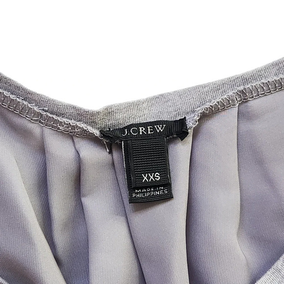J. Crew Womens Popover Blouse XXS Gray Combo Crewneck T Shirt Pleated Back - Picture 7 of 7